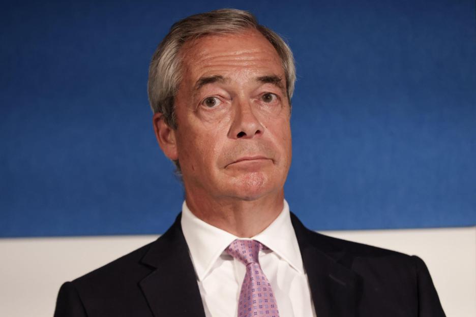 Nigel Farage at a press conference.