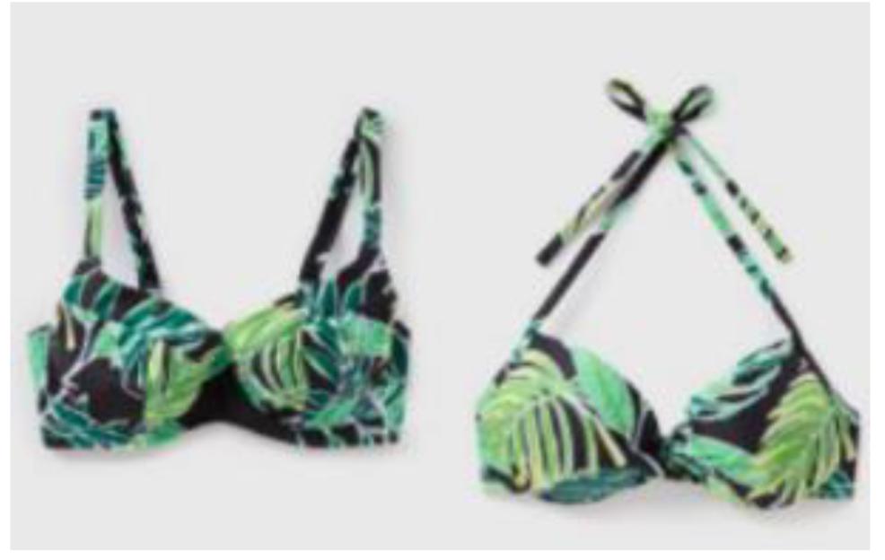 Recalled Matalan bikini tops with tropical leaf print.