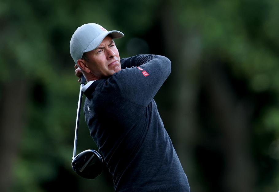Adam Scott of Australia teeing off at the BMW PGA Championship.