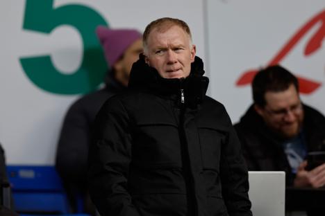 SHREWSBURY, ENGLAND - MARCH 29: Former Manchester United and England midfielder Paul Scholes attends the game during the Sky Bet League One match between Shrewsbury Town and Oxford United at The Croud Meadow on March 29, 2024 in Shrewsbury, England.(Photo by James Baylis - AMA/Getty Images)