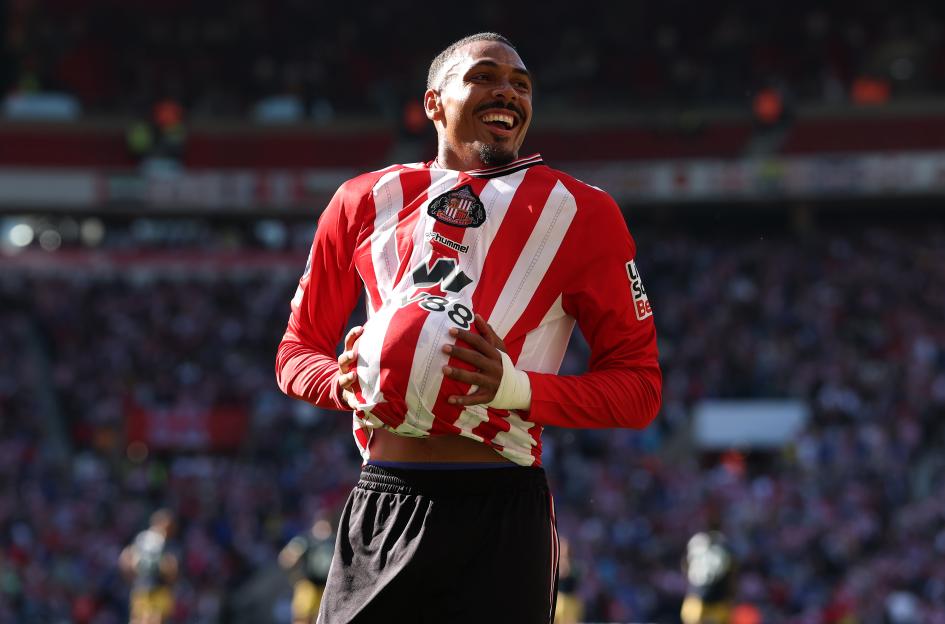 Wilson Isidor of Sunderland celebrates scoring a goal.