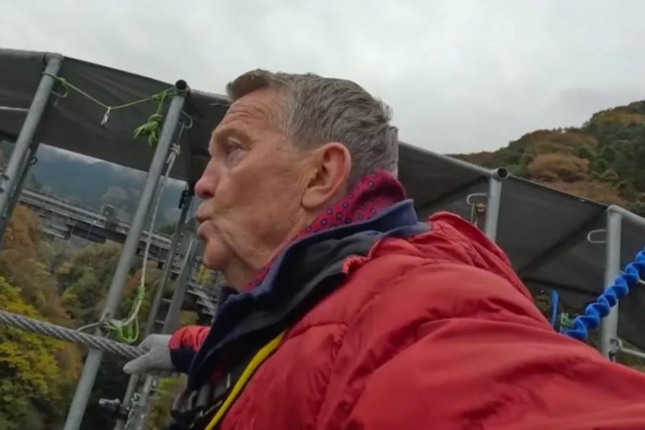 Watch tense moment Bradley Walsh is struck with ‘anxiety’ on 164ft high suspension bridge on ITV show