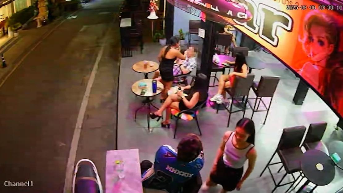 CCTV footage of a bar altercation.