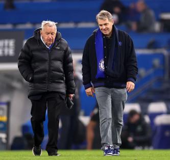 Hansjorg Wyss and Todd Boehly, Chelsea co-owner and chairman, at a Premier League match.