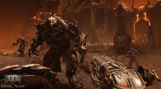 Screenshot from Doom: The Dark Ages video game showing a demonic creature.