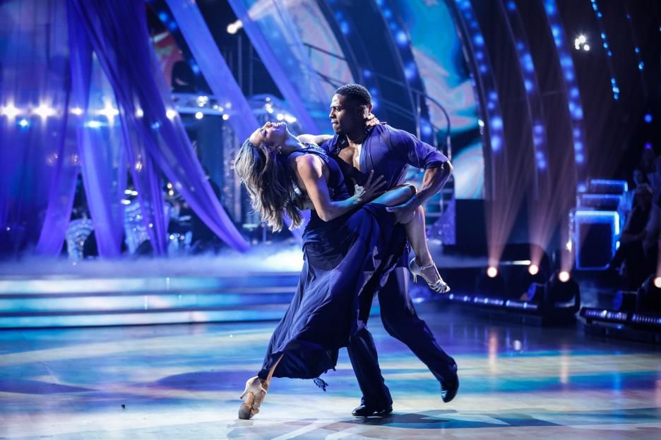 Karen Hauer and Harry Aikines-Aryeetey dancing together on Strictly Come Dancing.