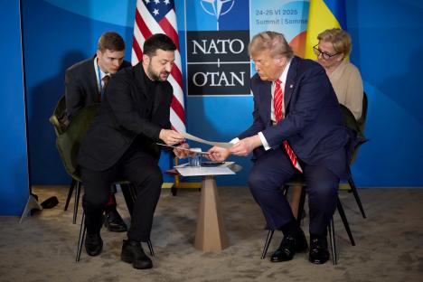Zelensky tries new formal look for crunch meeting with Trump at Nato as Don says war leader ‘couldn’t have been nicer’