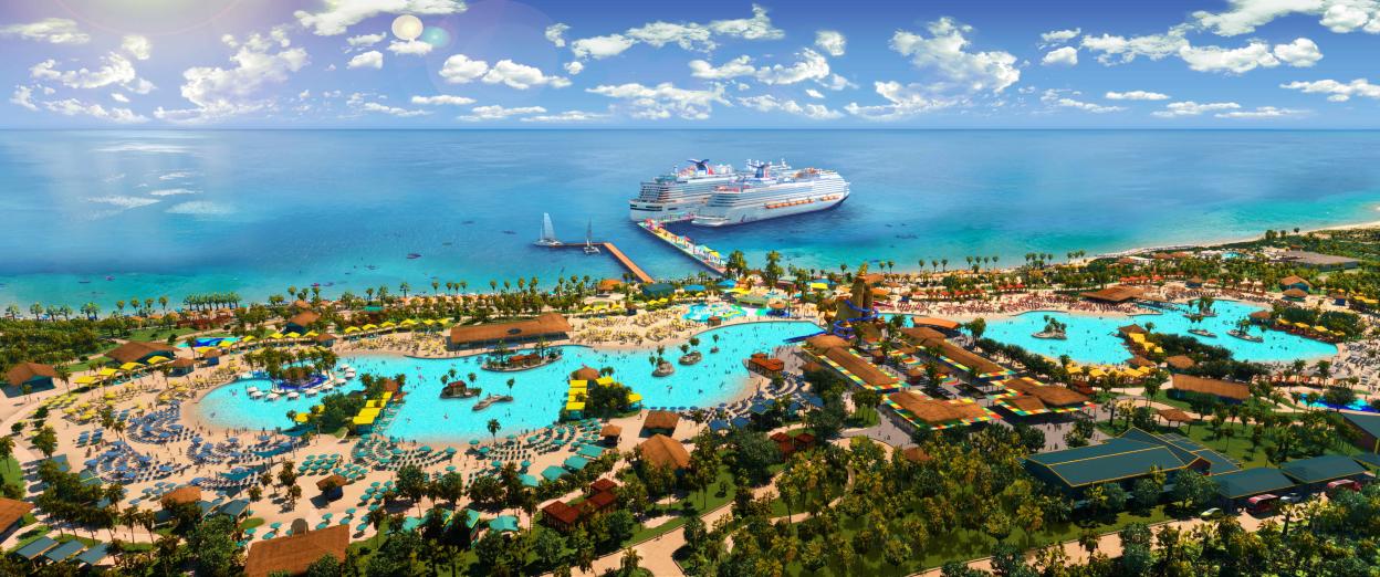 Illustration of Celebration Key, a Carnival Cruise Line destination in Grand Bahama.