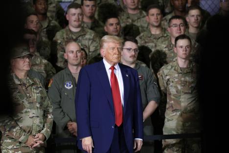 Donald Trump with Michigan Air National Guard troops.