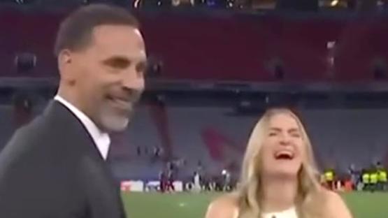 ‘F****** hell Rio’ – Laura Woods drops F-bomb as Rio Ferdinand ruins her intro in unseen Champions League final footage