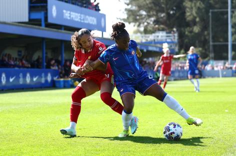 Chelsea's Sandy Baltimore controls the ball during a match against Liverpool.