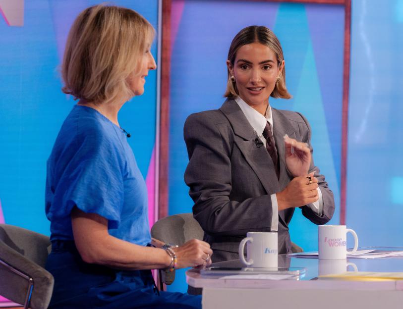 Kaye Adams and Frankie Bridge on the set of Loose Women.