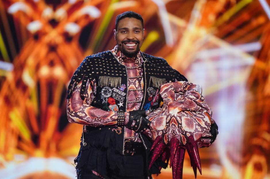 Jordan Banjo in costume on The Masked Dancer.