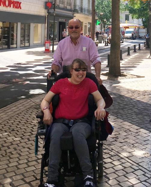 Steve Holbrook-Sishton with his daughter Maddy, who is in a wheelchair.
