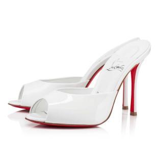 White patent leather Christian Louboutin Me Dolly mules.