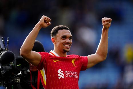 Trent Alexander-Arnold celebrating after a Liverpool match.