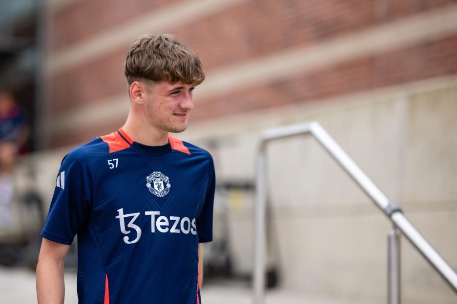 Jack Fletcher of Manchester United arriving at a training session.