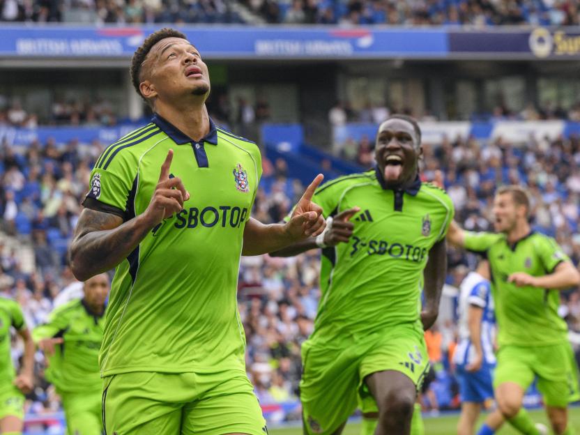 Fulham's Rodrigo Muniz celebrates a goal.