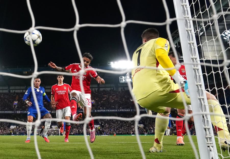 Enzo Fernández of Chelsea celebrating a goal with Alejandro Garnacho.