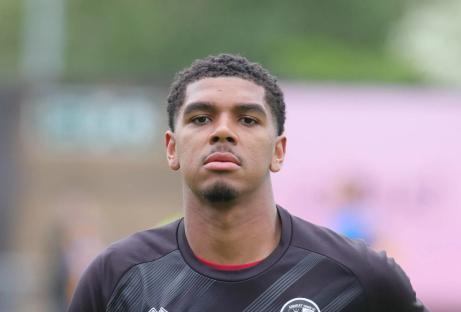 Tyreece John-Jules of Crawley Town giving a thumbs up.