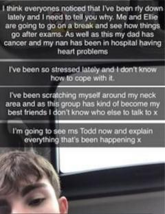 Snapchat messages from Thomas Griffiths explaining his mental state before murdering Ellie Gould.