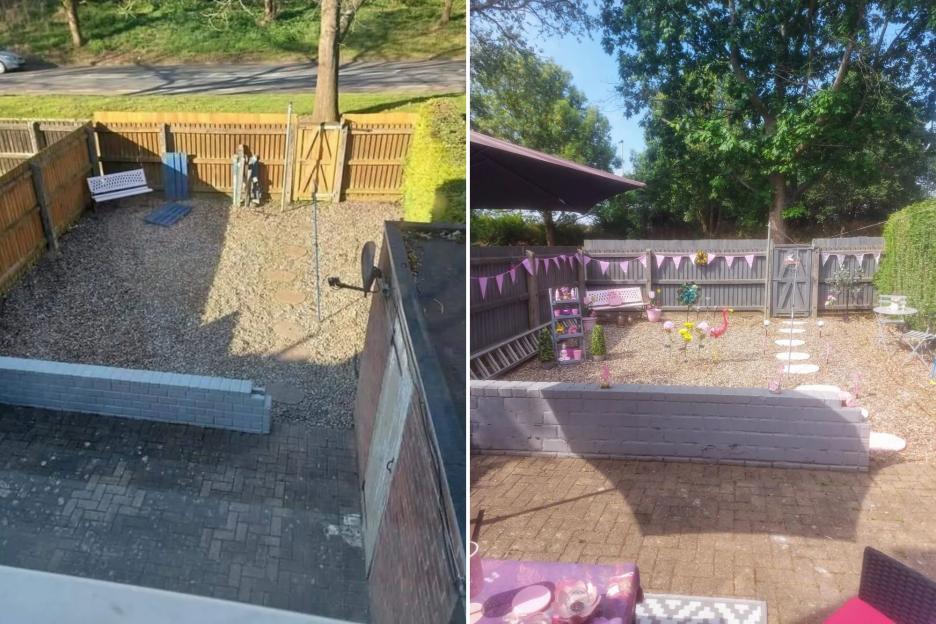 My tiny garden was looking dull so I turned it into a pink paradise for summer using cheap buys from Home Bargains