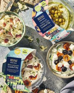 Three containers of Aldi's new loaded dips.