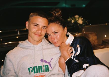 Romeo Beckham with his mother, Victoria Beckham.