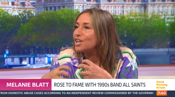 Mel Blatt on Good Morning Britain discussing her career.