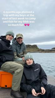 David Beckham and his sons on a fishing trip.