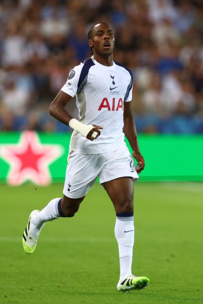 Mathys Tel of Tottenham Hotspur in action.