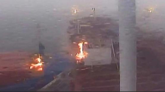 Horror moment ‘missing crewman’ is caught in fireball explosion as cargo ship ploughs into oil tanker off UK coast