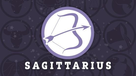 Sagittarius zodiac sign: bow and arrow illustration.