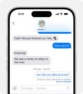 iPhone screen showing an iMessage conversation about a hike where otters were seen.