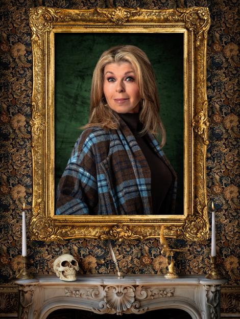 Kate Garraway in a golden frame, as a contestant for The Celebrity Traitors.