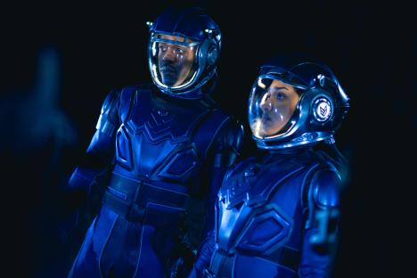 Ncuti Gatwa and Belinda Chandra in Doctor Who season 2 costumes.