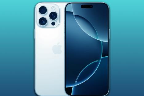 Sky-blue iPhone.