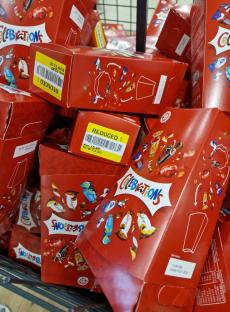 Reduced boxes of Celebrations candy.