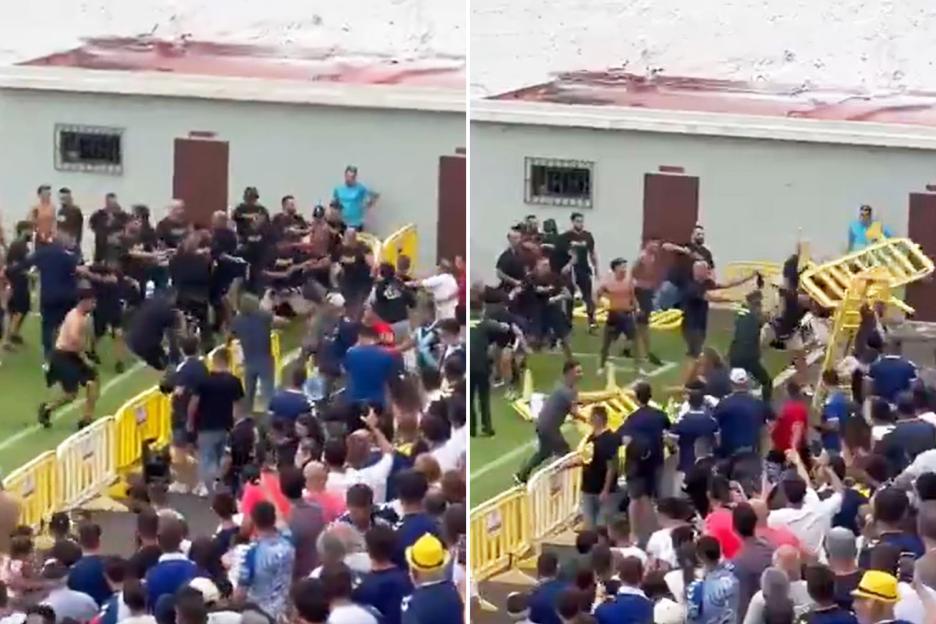 Police spring into action as around 100 hooligans clash with rival fans before Spanish clash