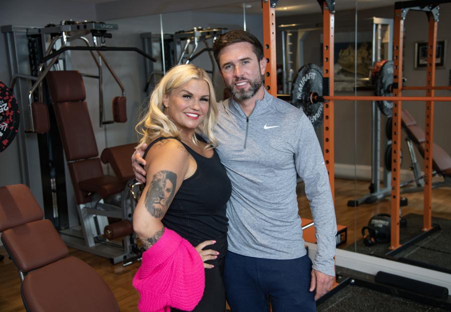 Kerry Katona and Ryan Mahoney in their home gym.