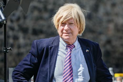 Michael Fabricant, Conservative Party MP, wearing a blond wig.
