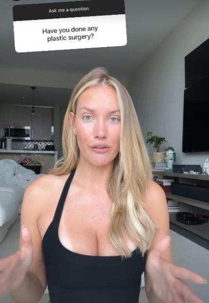 Paige Spiranac answering the question, "Have you done any plastic surgery?"