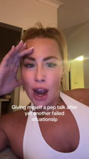 Polly Sellman giving herself a pep talk after another failed situationship.