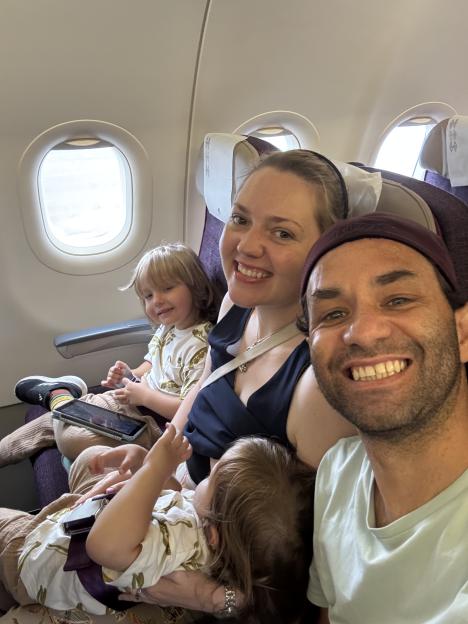 Family on a plane.