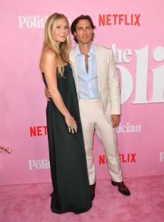 Gwyneth Paltrow and Brad Falchuk at the Netflix premiere of