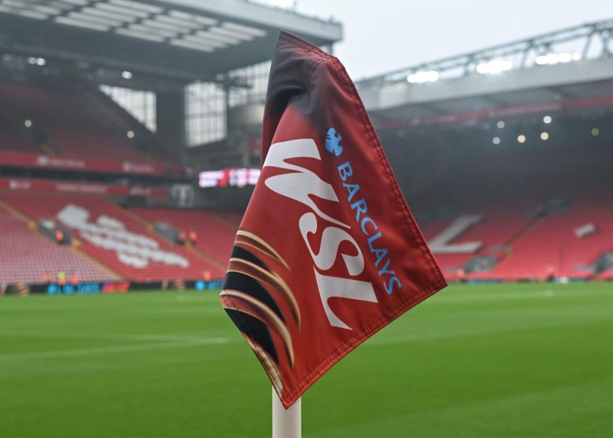 Liverpool, UK. 12th Oct, 2025. A view of a Barclays Women's Super League branded corner flag ahead of the Liverpool FC Women vs Manchester City Women Barclays Women's Super League match at Anfield, Liverpool. Picture credit should read: Cody Froggatt