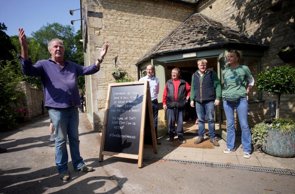 Jeremy Clarkson at the opening of his pub, The Farmer's Dog.