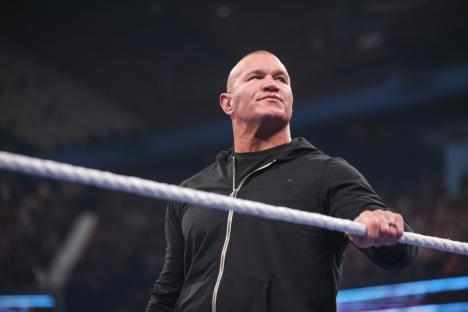 ROSEMONT, ILLINOIS - APRIL 4: Randy Orton looks on during SmackDown at Allstate Arena on April 4, 2025 in Rosemont, Illinois. (Photo by Eric Johnson/WWE via Getty Images)