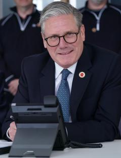 Prime Minister Keir Starmer on a phone call.