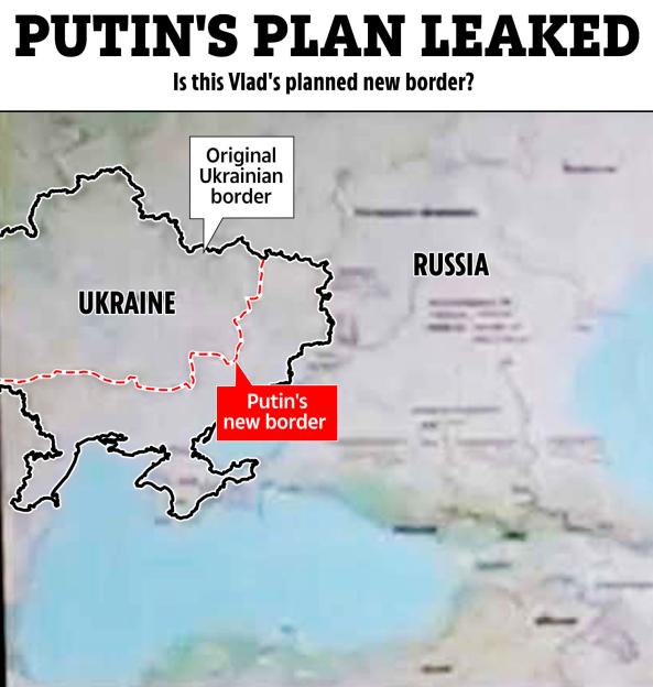 Illustration of Putin's proposed new border in Ukraine.